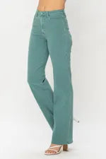 Judy Blue Sea Green Straight Leg-Denim-Judy Blue-Three Birdies Boutique, Women's Fashion Boutique Located in Kearney, MO