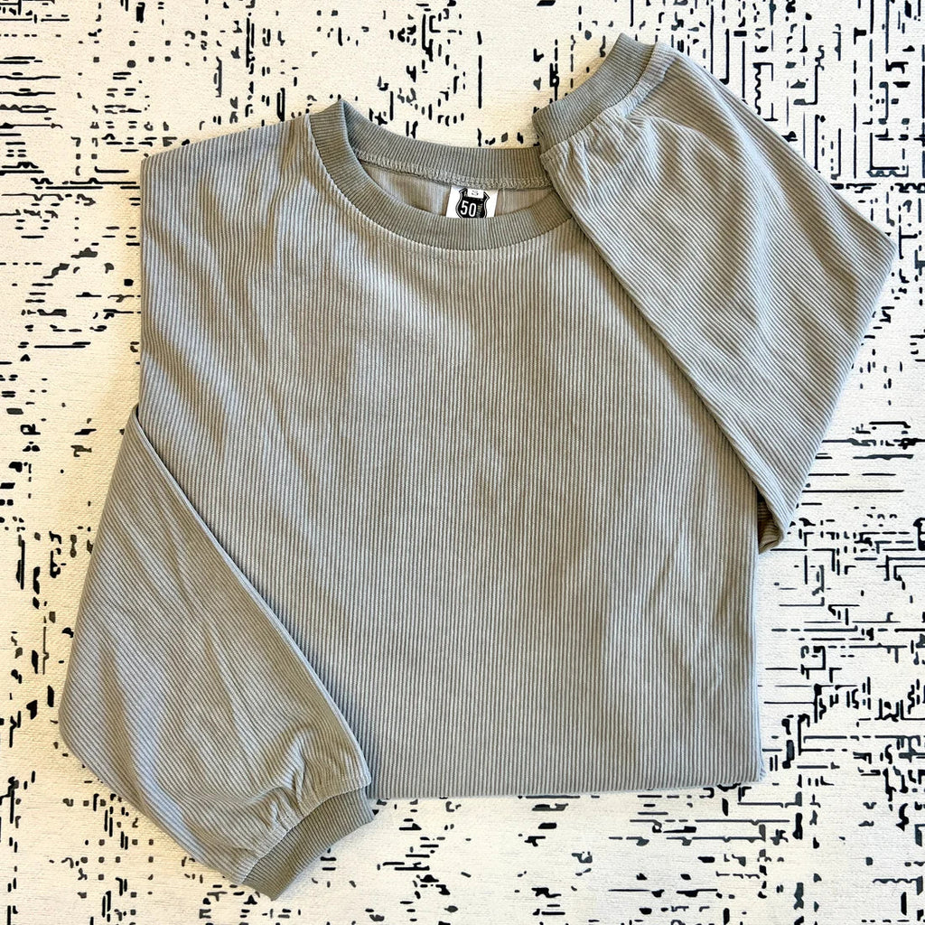 Corded Light Weight Crewneck-Crewneck-Route 50-Three Birdies Boutique, Women's Fashion Boutique Located in Kearney, MO