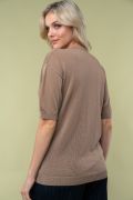 White Birch Short Sleeve Solid Knit Top Mocha-Shirts & Tops-White Birch-Three Birdies Boutique, Women's Fashion Boutique Located in Kearney, MO
