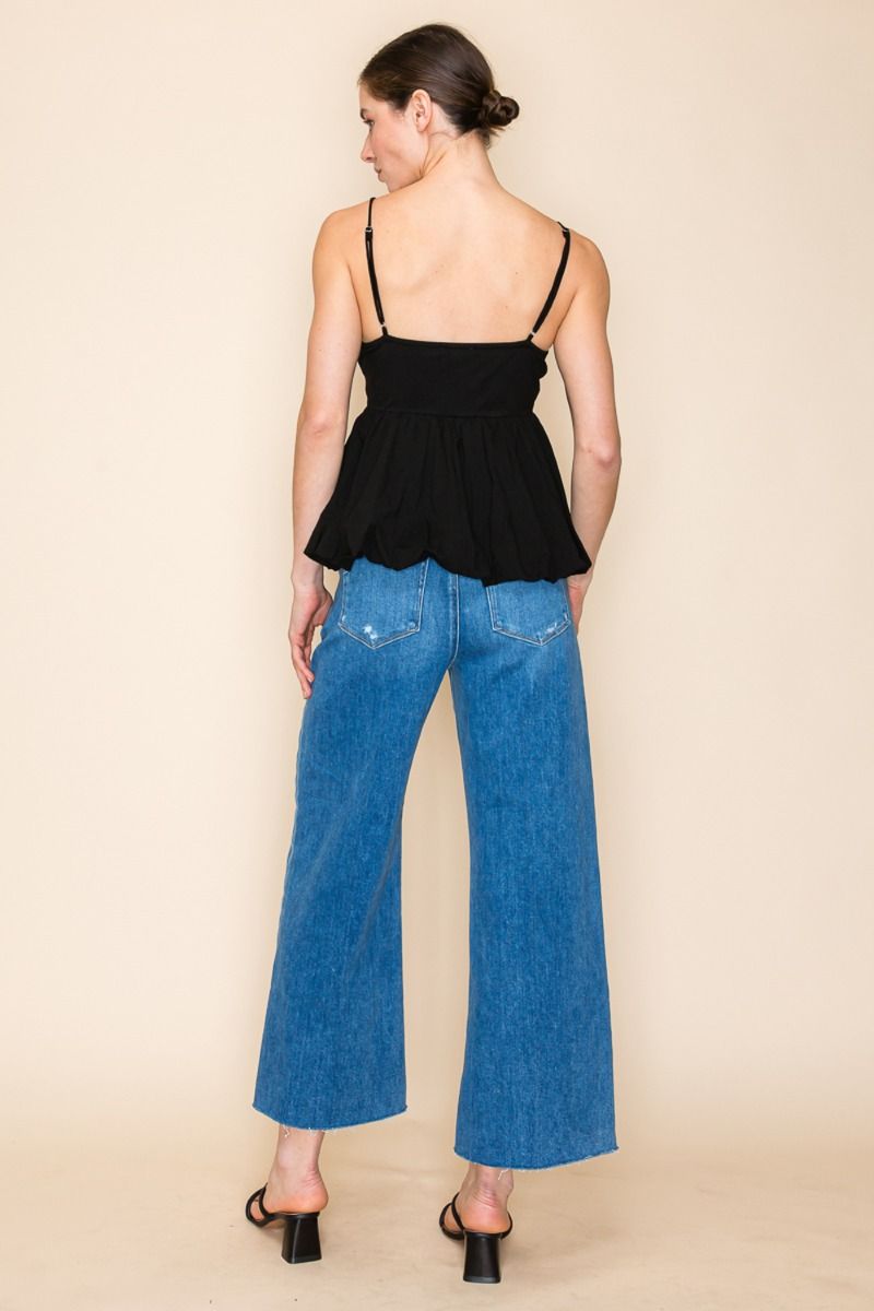 Black Peplum Tank Top-Shirts & Tops-White Birch-Three Birdies Boutique, Women's Fashion Boutique Located in Kearney, MO