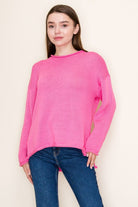 Pink Solid Knit Sweater { product_type }}