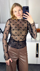 Black Long Sleeve Bow Top { product_type }}