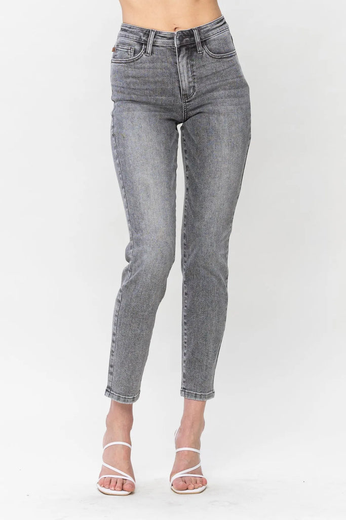 Judy Blue Stone Wash Grey Slim Fit-Denim-Judy Blue-Three Birdies Boutique, Women's Fashion Boutique Located in Kearney, MO