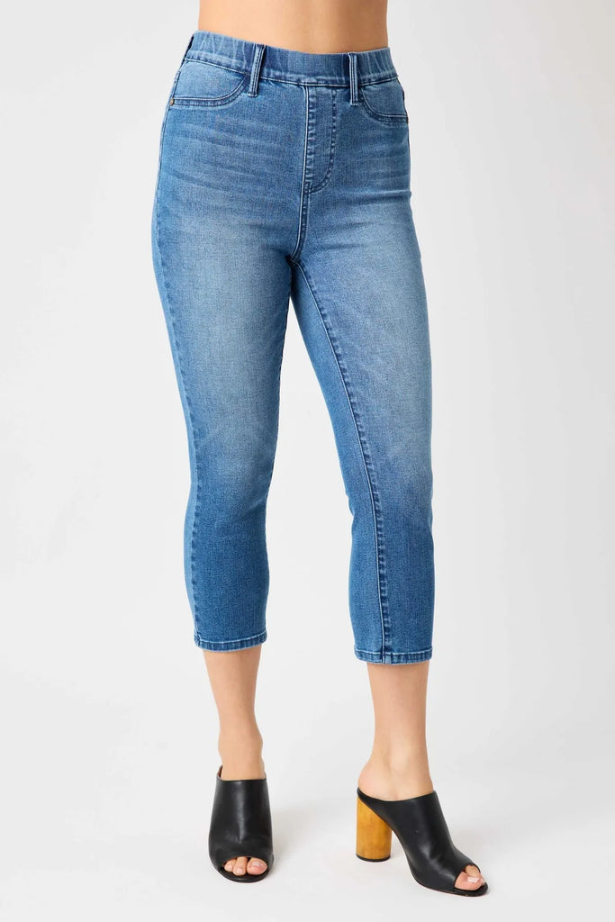 Judy Blue HW Cool Denim Pull On Capri