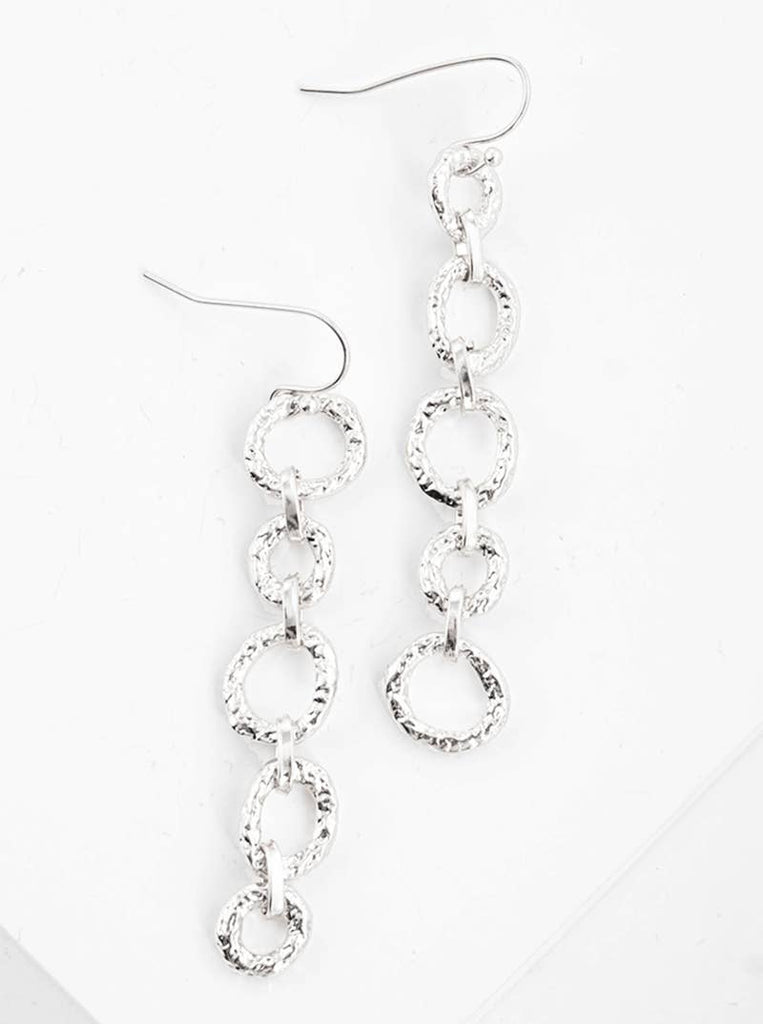 Textured Chain Drop Earrings-Silver-Jewelry-Wild Honey-Three Birdies Boutique, Women's Fashion Boutique Located in Kearney, MO