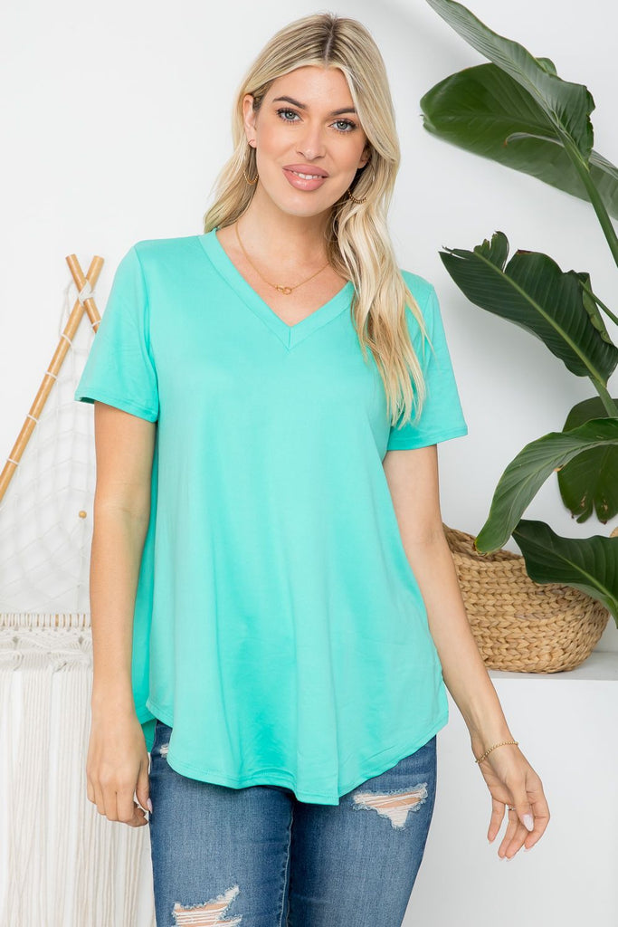 Perfect V Neck Tee-Shirts & Tops-P & ROSE-Three Birdies Boutique, Women's Fashion Boutique Located in Kearney, MO