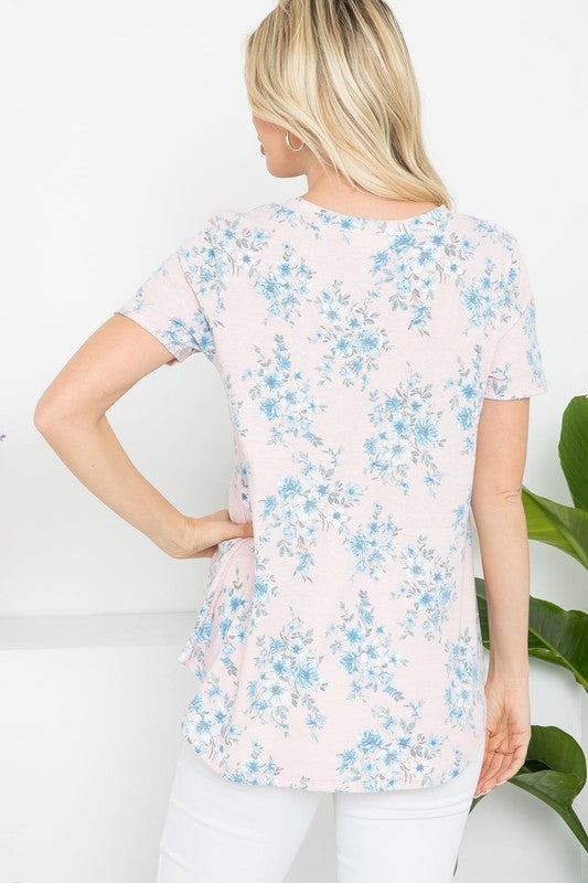 Tiny Flowers Tee-Shirts & Tops-P & ROSE-Three Birdies Boutique, Women's Fashion Boutique Located in Kearney, MO