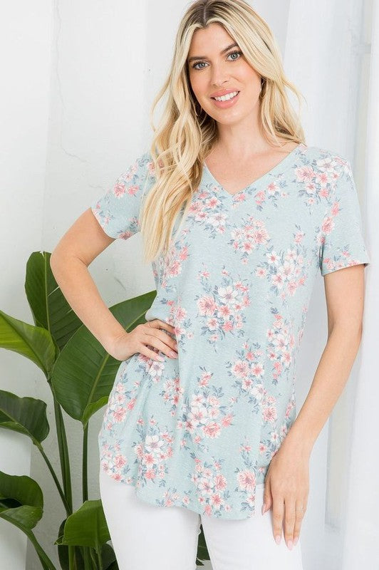 Tiny Flowers Tee-Shirts & Tops-P & ROSE-Three Birdies Boutique, Women's Fashion Boutique Located in Kearney, MO