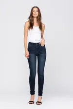 Judy Blue Super Dark Wash Skinny-Denim-Judy Blue-Three Birdies Boutique, Women's Fashion Boutique Located in Kearney, MO