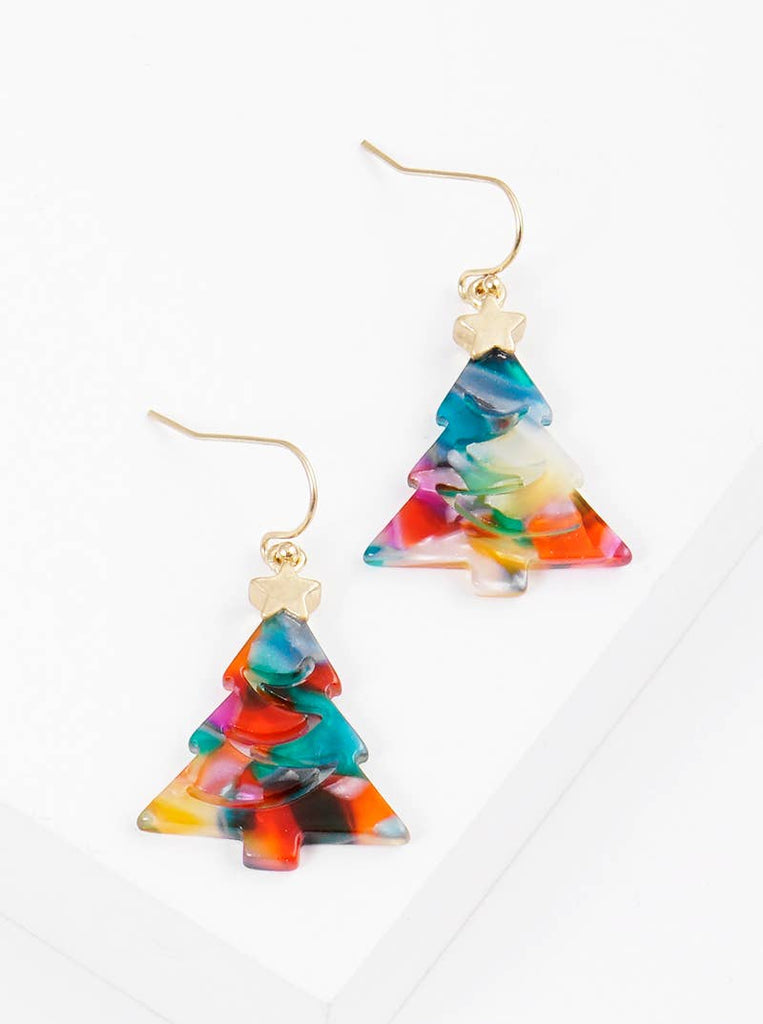Acetate Christmas Tree Earrings-Jewelry-Wild Honey-Three Birdies Boutique, Women's Fashion Boutique Located in Kearney, MO