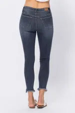 Judy Blue Shaggy Hem Skinny-Denim-Judy Blue-Three Birdies Boutique, Women's Fashion Boutique Located in Kearney, MO