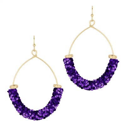 Purple Crushed Crystal Teardrop 2" Earring-Accessories-What's Hot-Three Birdies Boutique, Women's Fashion Boutique Located in Kearney, MO