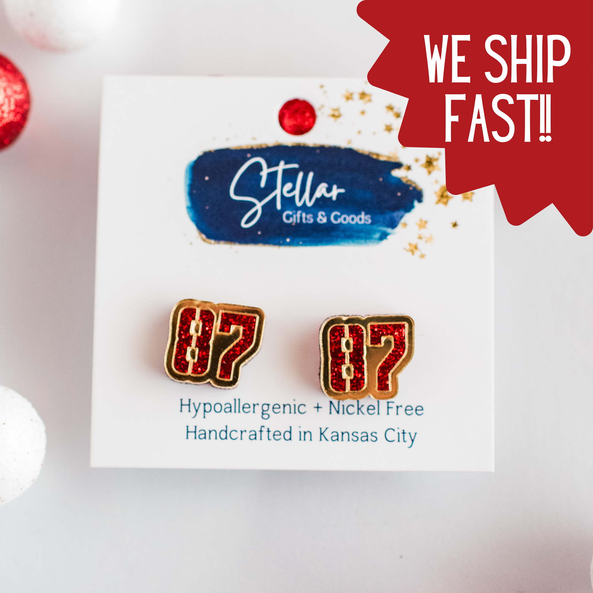 Red Glitter & Gold Mirror 87 Studs Kansas City Football { product_type }}