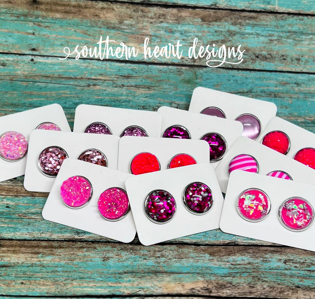 Random PinkEarring Mix-Southern Heart Designs-Three Birdies Boutique, Women's Fashion Boutique Located in Kearney, MO