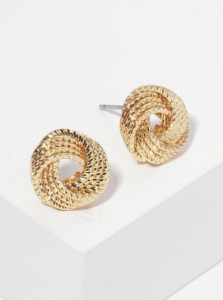 Gold Love Knot Post Earrings-Jewelry-Wild Honey-Three Birdies Boutique, Women's Fashion Boutique Located in Kearney, MO