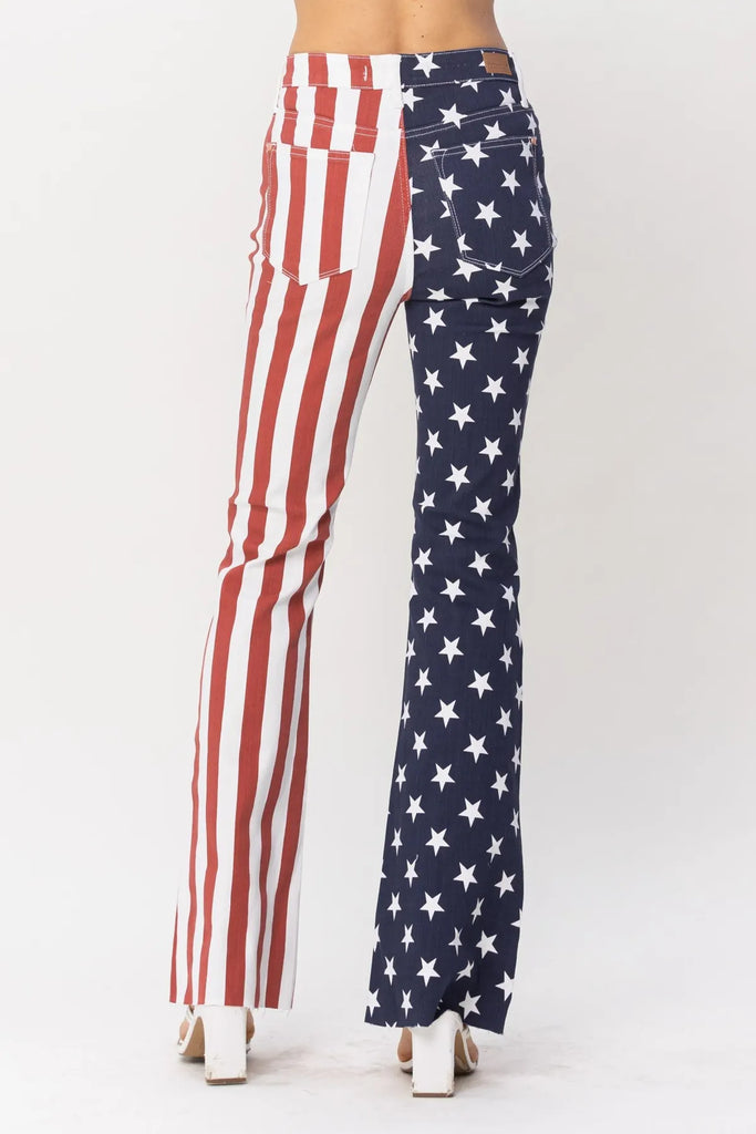 Judy Blue American Flag Flare Jeans-Denim-Judy Blue-Three Birdies Boutique, Women's Fashion Boutique Located in Kearney, MO