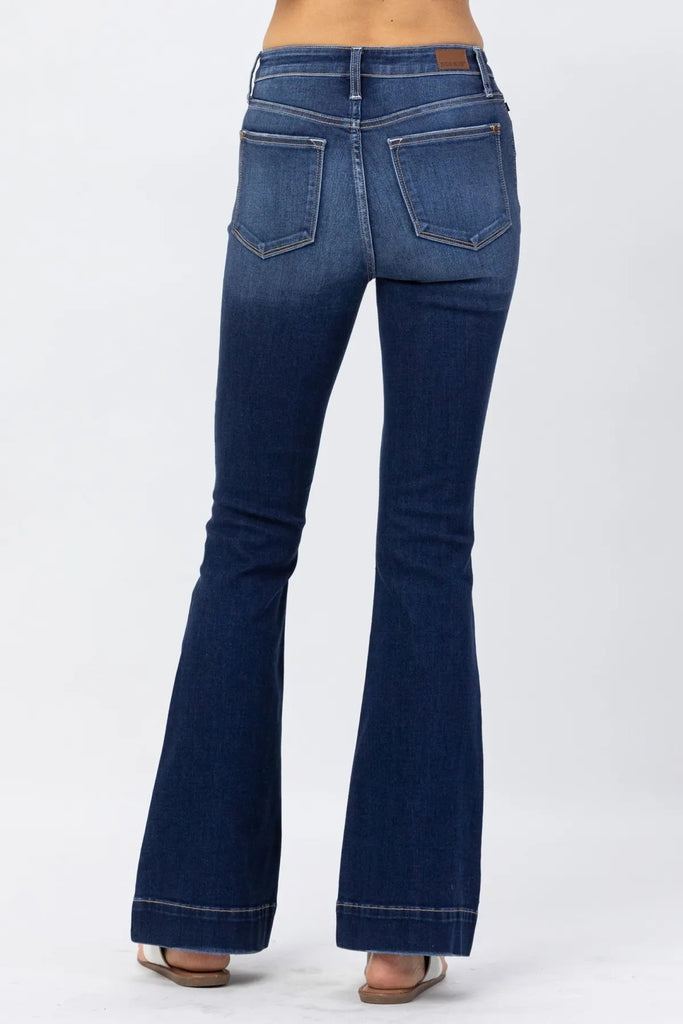 Judy Blue Trouser Flare Wide Hem-Denim-Judy Blue-Three Birdies Boutique, Women's Fashion Boutique Located in Kearney, MO