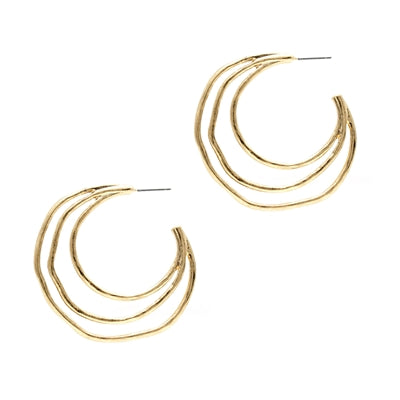 Layered Crescent Moon Hoops-Earrings-What's Hot-Three Birdies Boutique, Women's Fashion Boutique Located in Kearney, MO