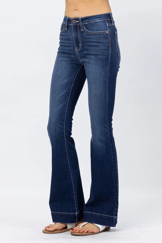 Judy Blue Trouser Flare Wide Hem-Denim-Judy Blue-Three Birdies Boutique, Women's Fashion Boutique Located in Kearney, MO