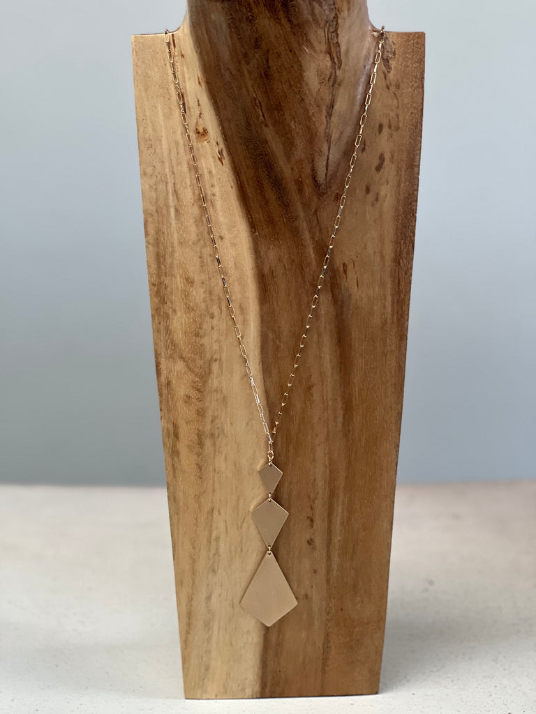 Gold Tiered Diamond Shapes Necklace-Necklaces-Chic n Cool SM Style-Three Birdies Boutique, Women's Fashion Boutique Located in Kearney, MO