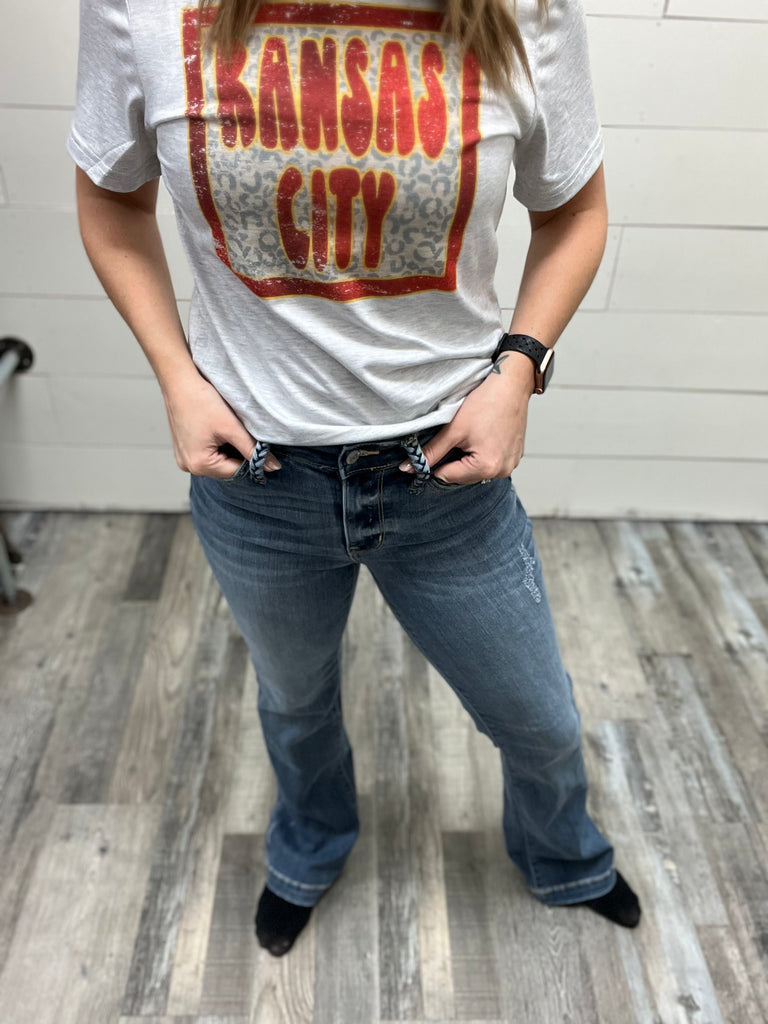Judy Blue Braided Belt Bootcut-Denim-Judy Blue-Three Birdies Boutique, Women's Fashion Boutique Located in Kearney, MO