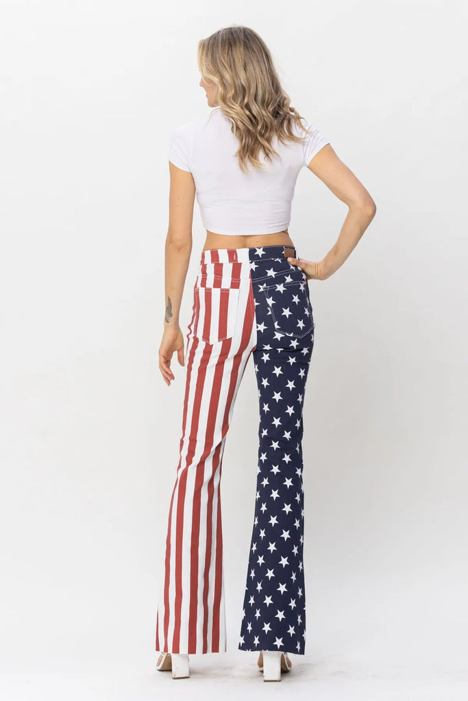 Judy Blue American Flag Flare Jeans-Denim-Judy Blue-Three Birdies Boutique, Women's Fashion Boutique Located in Kearney, MO