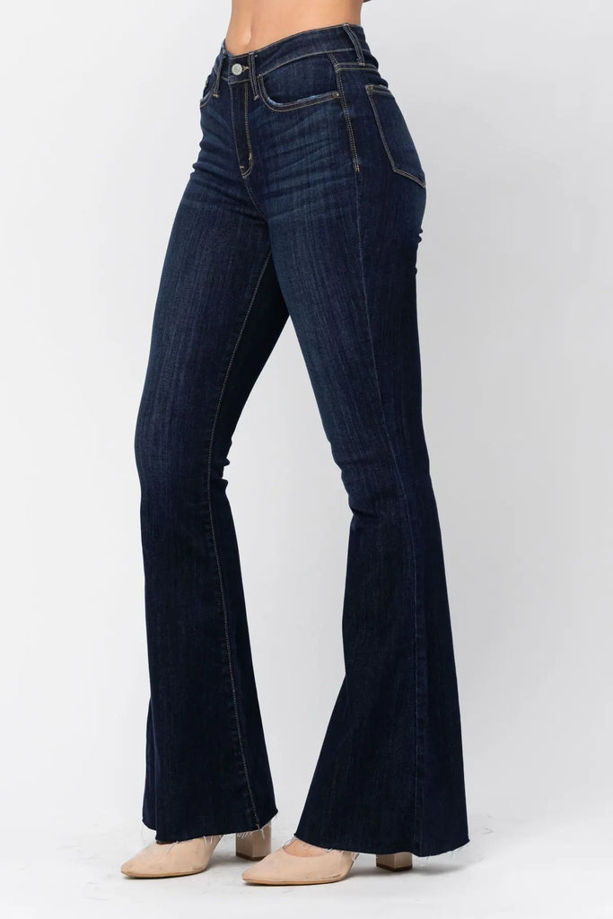 Judy Blue Raw Hem Flare (Tall/Long)-Denim-Judy Blue-Three Birdies Boutique, Women's Fashion Boutique Located in Kearney, MO