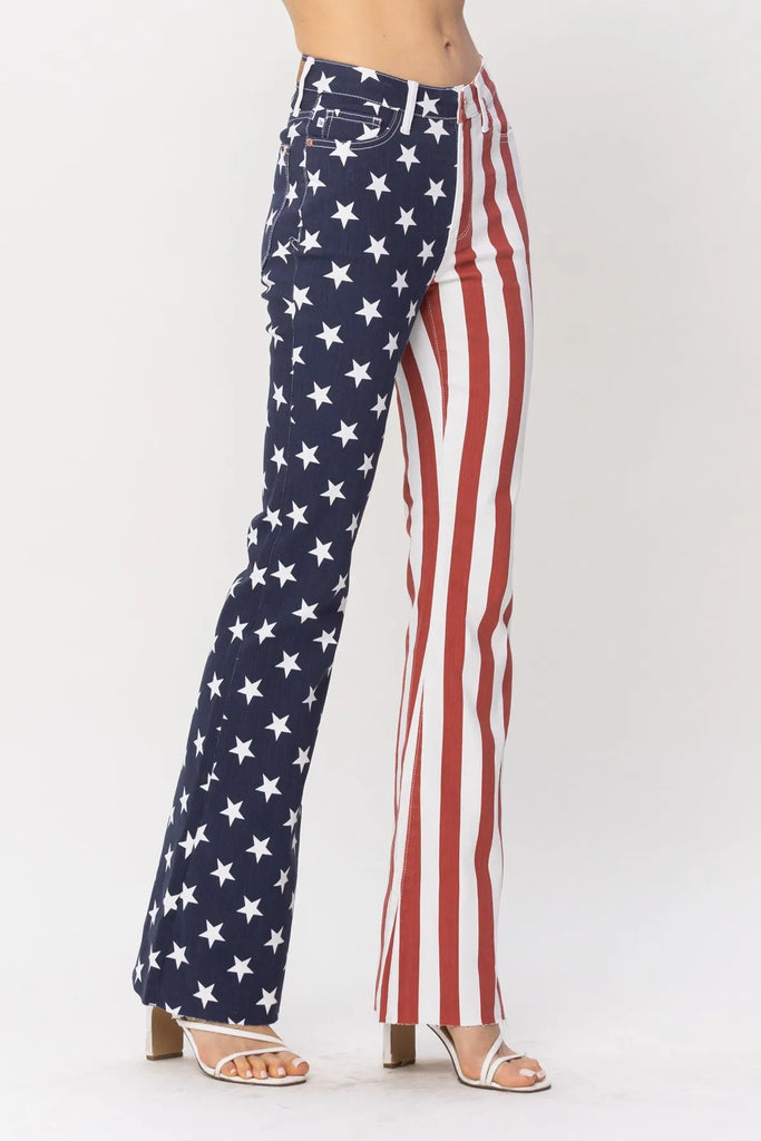 Judy Blue American Flag Flare Jeans-Denim-Judy Blue-Three Birdies Boutique, Women's Fashion Boutique Located in Kearney, MO
