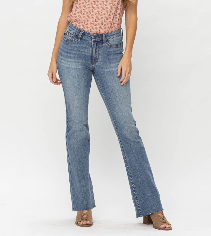 Judy Blue Raw Hem Bootcut-Denim-Judy Blue-Three Birdies Boutique, Women's Fashion Boutique Located in Kearney, MO