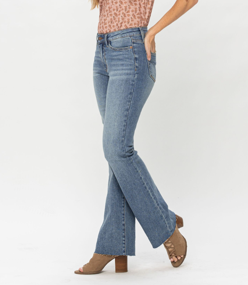 Judy Blue Raw Hem Bootcut-Denim-Judy Blue-Three Birdies Boutique, Women's Fashion Boutique Located in Kearney, MO