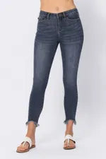 Judy Blue Shaggy Hem Skinny-Denim-Judy Blue-Three Birdies Boutique, Women's Fashion Boutique Located in Kearney, MO