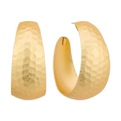 Matte Gold Metal Textured 1.5" Hoop Earring-Accessories-What's Hot-Three Birdies Boutique, Women's Fashion Boutique Located in Kearney, MO