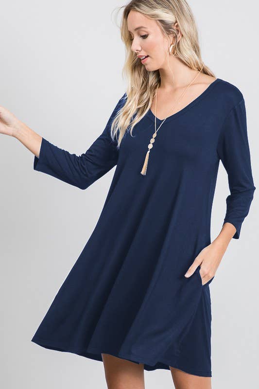 Solid Swing Dress-Mini Dresses-HEIMISH-Three Birdies Boutique, Women's Fashion Boutique Located in Kearney, MO