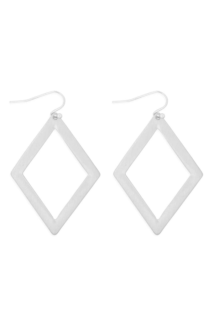 SILVER DIAMOND SHAPED EARRINGS-MYS Wholesale Inc-Three Birdies Boutique, Women's Fashion Boutique Located in Kearney, MO