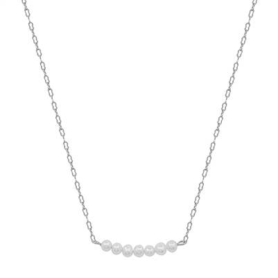 Silver Chain with Freshwater Pearl Row 16"-18" Necklace-Accessories-What's Hot-Three Birdies Boutique, Women's Fashion Boutique Located in Kearney, MO