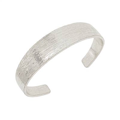 Worn Silver Textured Cuff Bracelet-Accessories-What's Hot-Three Birdies Boutique, Women's Fashion Boutique Located in Kearney, MO