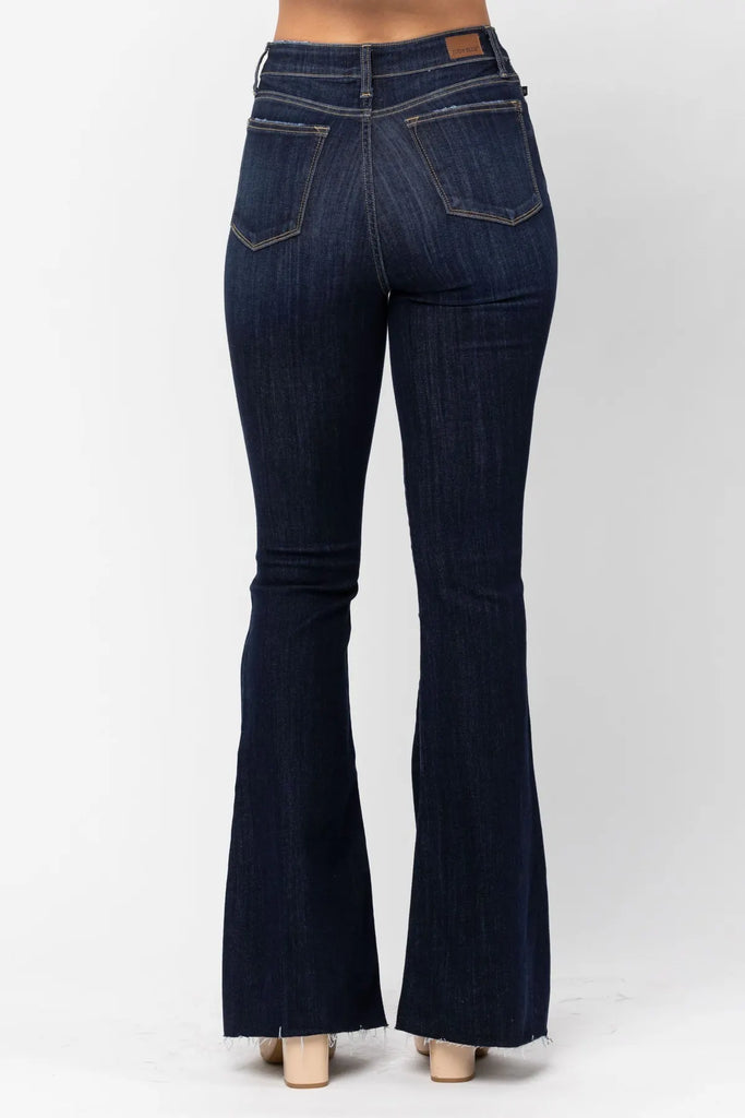 Judy Blue Raw Hem Flare (Tall/Long)-Denim-Judy Blue-Three Birdies Boutique, Women's Fashion Boutique Located in Kearney, MO