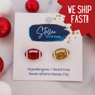 Kansas City Football Glitter Hand Painted Football Studs { product_type }}
