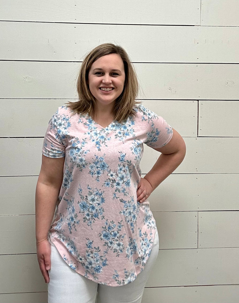Tiny Flowers Tee-Shirts & Tops-P & ROSE-Three Birdies Boutique, Women's Fashion Boutique Located in Kearney, MO