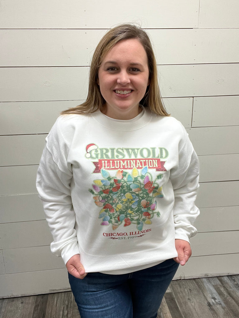 Griswold Illumination Sweatshirt-Three Birdies Boutique-Three Birdies Boutique, Women's Fashion Boutique Located in Kearney, MO