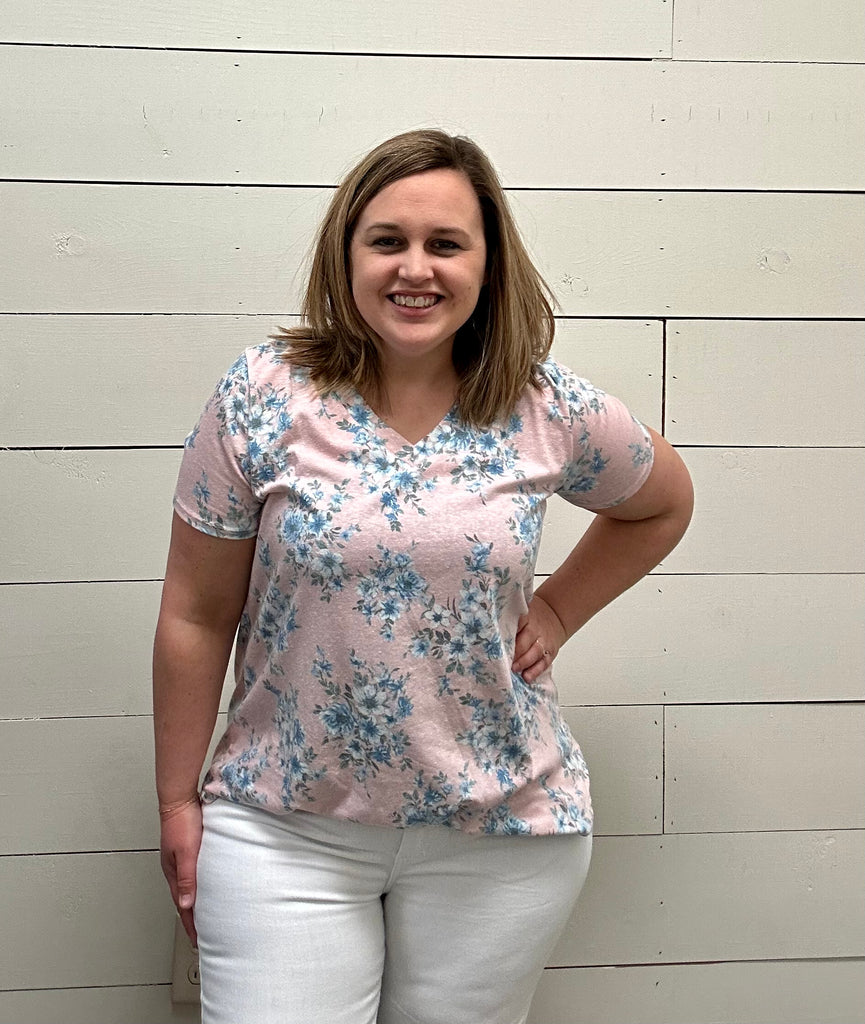Tiny Flowers Tee-Shirts & Tops-P & ROSE-Three Birdies Boutique, Women's Fashion Boutique Located in Kearney, MO