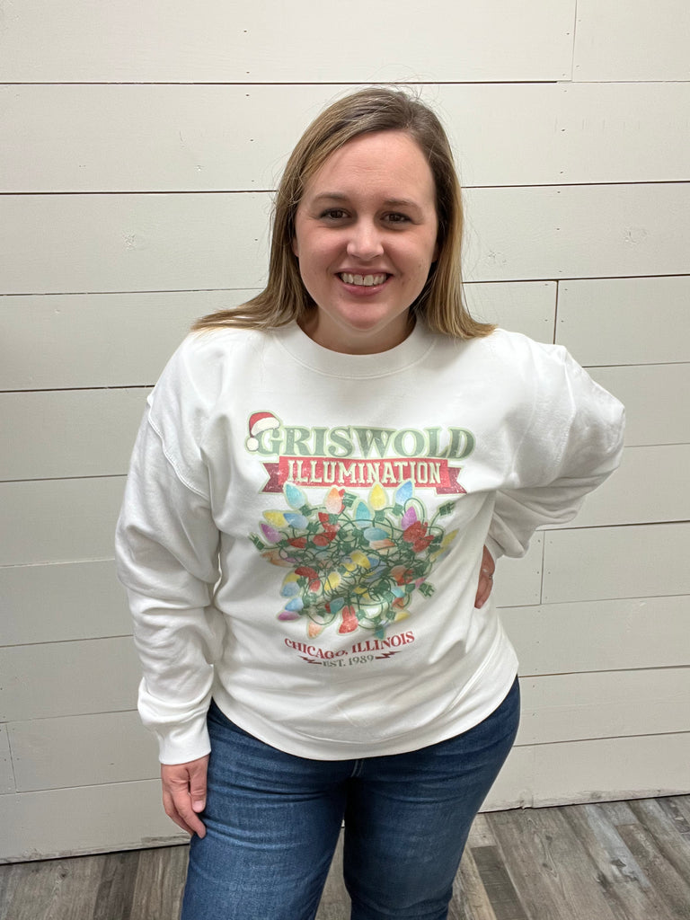 Griswold Illumination Sweatshirt-Three Birdies Boutique-Three Birdies Boutique, Women's Fashion Boutique Located in Kearney, MO