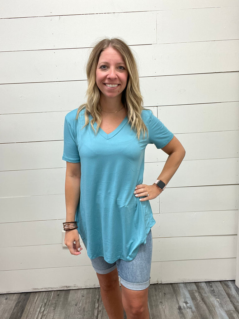 Perfect V Neck Tees-Many Colors!-Shirts & Tops-P & ROSE-Three Birdies Boutique, Women's Fashion Boutique Located in Kearney, MO