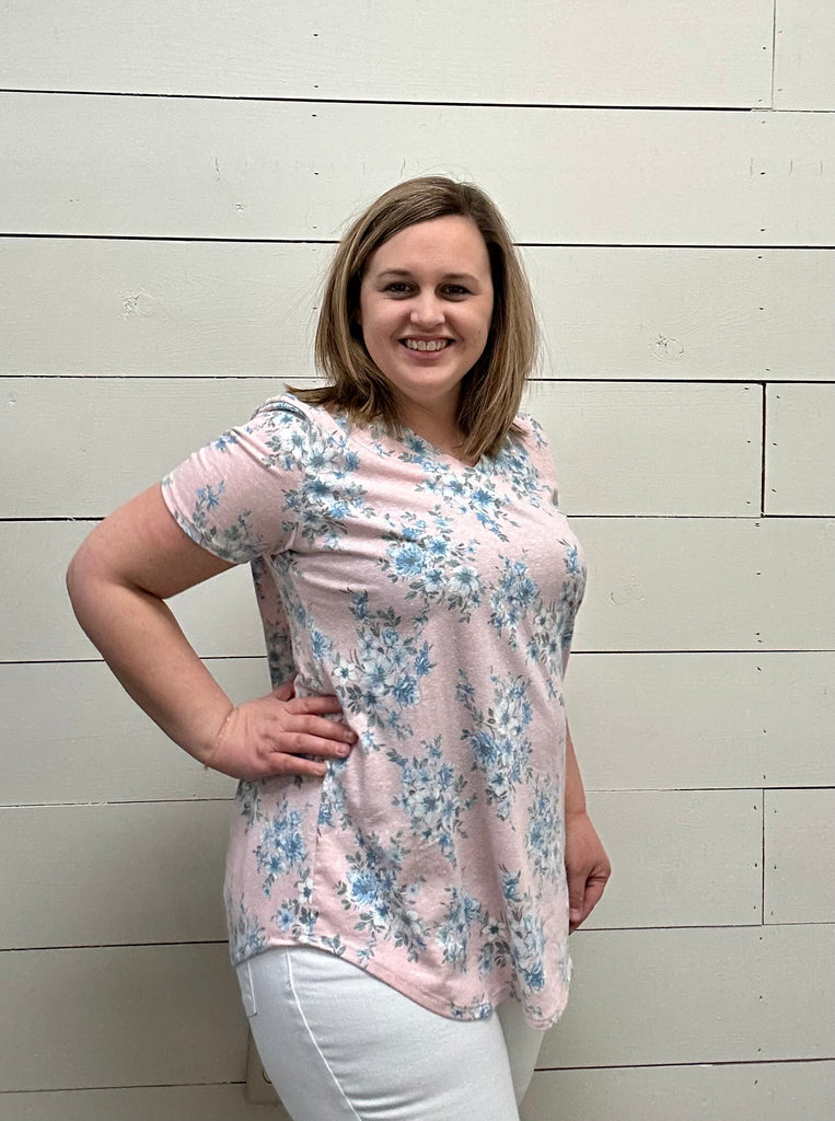Tiny Flowers Tee-Shirts & Tops-P & ROSE-Three Birdies Boutique, Women's Fashion Boutique Located in Kearney, MO