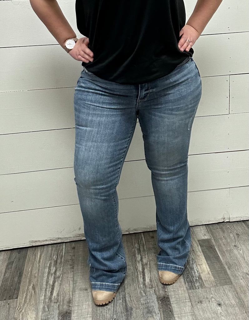Judy Blue Braided Belt Bootcut-Denim-Judy Blue-Three Birdies Boutique, Women's Fashion Boutique Located in Kearney, MO