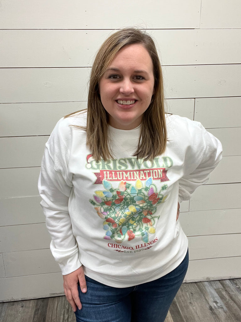 Griswold Illumination Sweatshirt-Three Birdies Boutique-Three Birdies Boutique, Women's Fashion Boutique Located in Kearney, MO