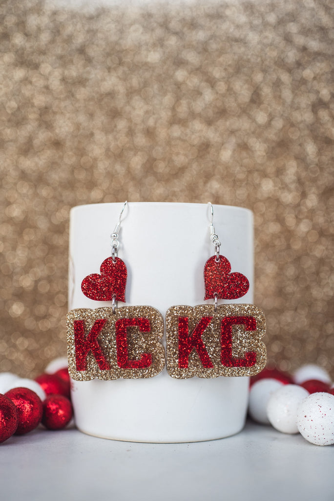 Chiefs Earrings-Earrings-Hello Happiness-Three Birdies Boutique, Women's Fashion Boutique Located in Kearney, MO