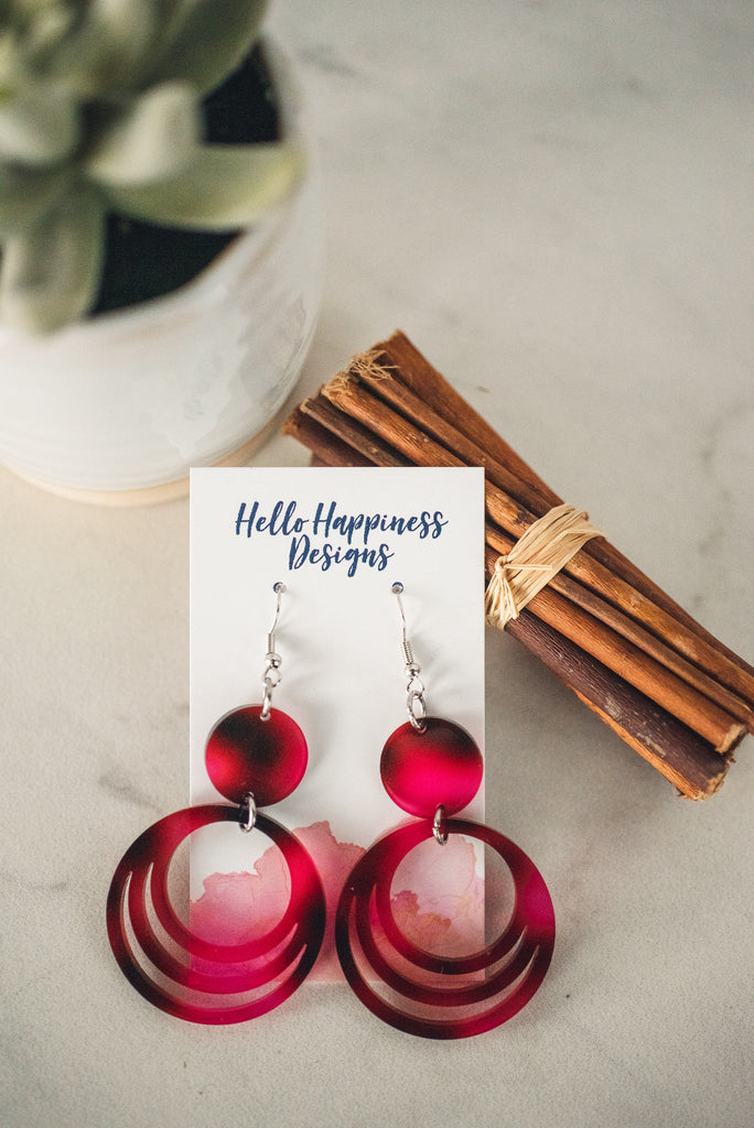 Pink Tortoise Drop Circle Dangles-Earrings-Hello Happiness-Three Birdies Boutique, Women's Fashion Boutique Located in Kearney, MO