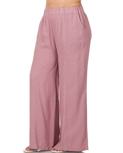 Wide Leg Linen Pants-Pants-Zenana-Three Birdies Boutique, Women's Fashion Boutique Located in Kearney, MO