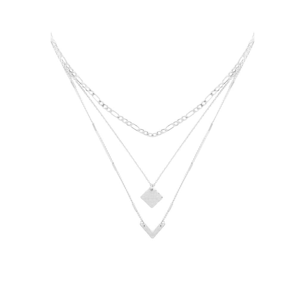 DIAMOND and V PENDANT MULTI LAYERED CHAIN-MYS Wholesale Inc-Three Birdies Boutique, Women's Fashion Boutique Located in Kearney, MO
